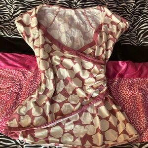 White and pink crossover t shirt